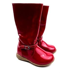 Chasing Fireflies Baby Boots Size 5m Girls Tall Shoes Shiny Red Zipper Children
